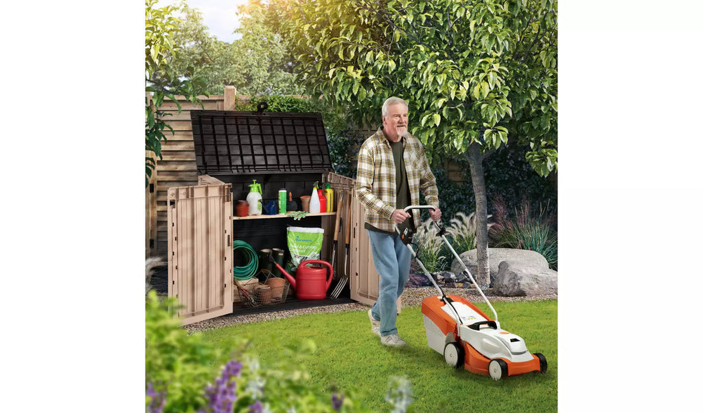 Keter Store-It-Out Midi 880L Plastic Garden Storage – Beige & Brown £74.99